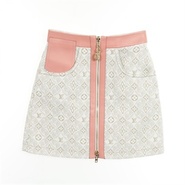 LOUIS VUITTON Monogram Skirt RW221AJ77FMSK68 Cotton Leather White Pink #34 Women