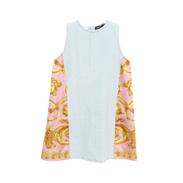 VERSACE Medusa Sleeveless Denim Dress 1011229 1A10288 Cotton Blue #40 Used Women