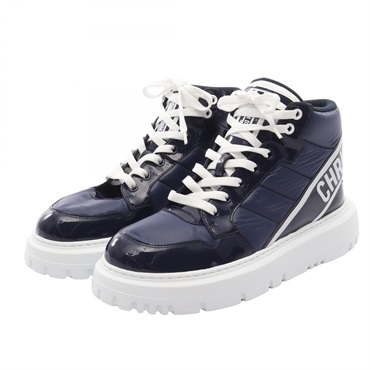 Christian Dior D-Player sneakers Nylon Patent leather Navy Used Women #38