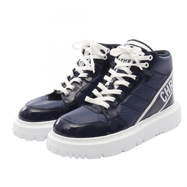 Christian Dior D-Player sneakers Nylon Patent leather Navy Used Women #38