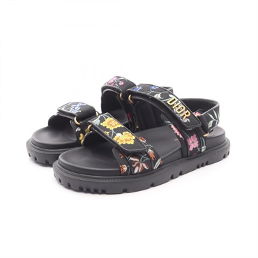 Christian Dior DIORACT Sandals Flats shoes Fabric Black Multicolor Women #38