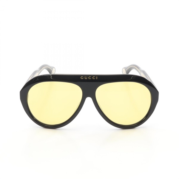 GUCCI Teardrop Pilot sunglasses Eyewear GG0479S Plastic Black Yellow Used Unisex