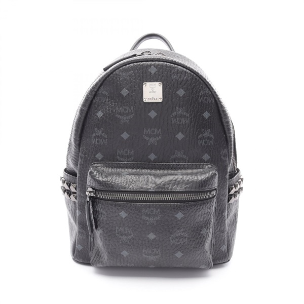 MCM Visetos Backpack Bag Canvas leather Black Used unisex