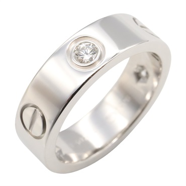 CARTIER Love Ring 3P Diamond 18KWG White Gold Used unisex US size 5.75 #51