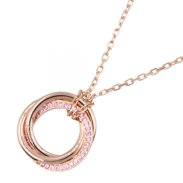 CARTIER Trinity Pendant Necklace 18KRG Pink Rose Gold Pink sapphire Used 38~41cm