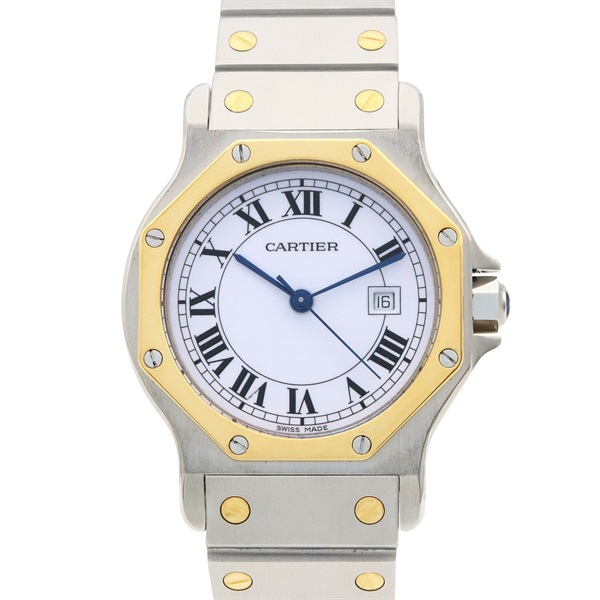 CARTIER Santos Octagon LM Wrist Watch 81037288 Automatic 18KYG Gold SS Used mens
