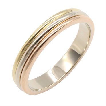 CARTIER Vendome Ring 18KYG 18KWG 18KRG Three gold Used unisex US size 8.25 #58