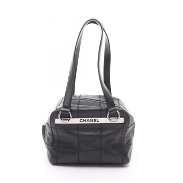 CHANEL Chocolate bar Shoulder Bag A26134 Calfskin Black Used Women SHW COCO CC
