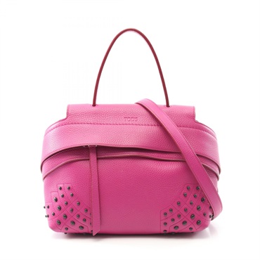 TOD'S WAVE BAG Shoulder Handbag leather Pink Used Women crossbody