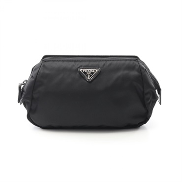 PRADA VELA Pouch 1N1398 Nylon leather Black Used Women