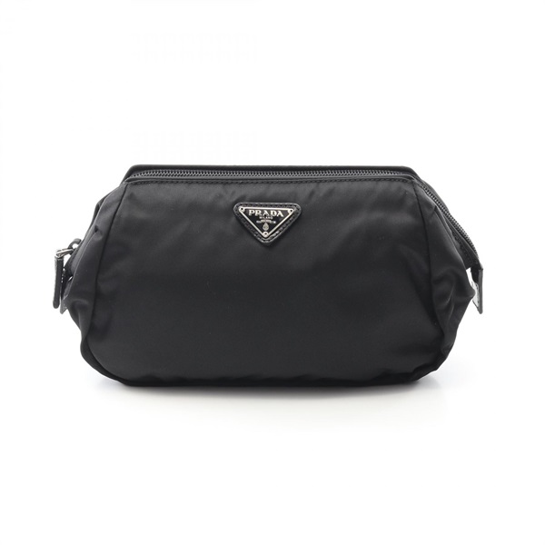PRADA VELA Pouch 1N1398 Nylon leather Black Used Women