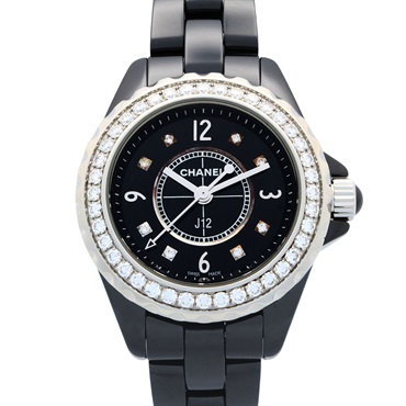 CHANEL J12 8P Diamond/Bezel Diamond Wrist Watch H2571 Quartz ceramic Used Women