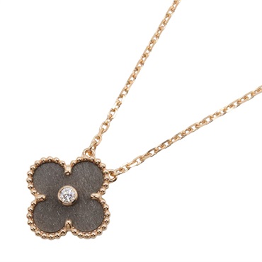 Van Cleef & Arpels Vintage Alhambra Necklace Obsidian 1P Diamond 18KRG Gold used