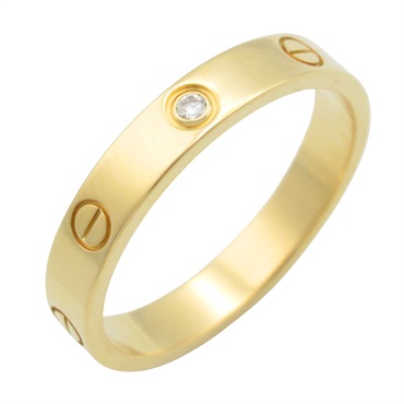 CARTIER Mini Love Ring 1P Diamond 18KYG Yellow Gold unisex used US size 10 #62