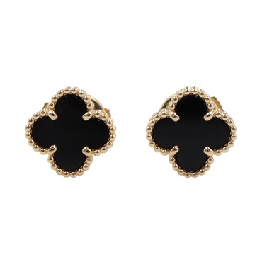 Van Cleef & Arpels Sweet Alhambra Pierced Earrings 18KYG Onyx Black Used Women