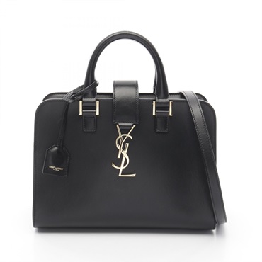 SAINT LAURENT Baby Canvas Crossbody Shoulder Handbag 472466 Leather Black Used
