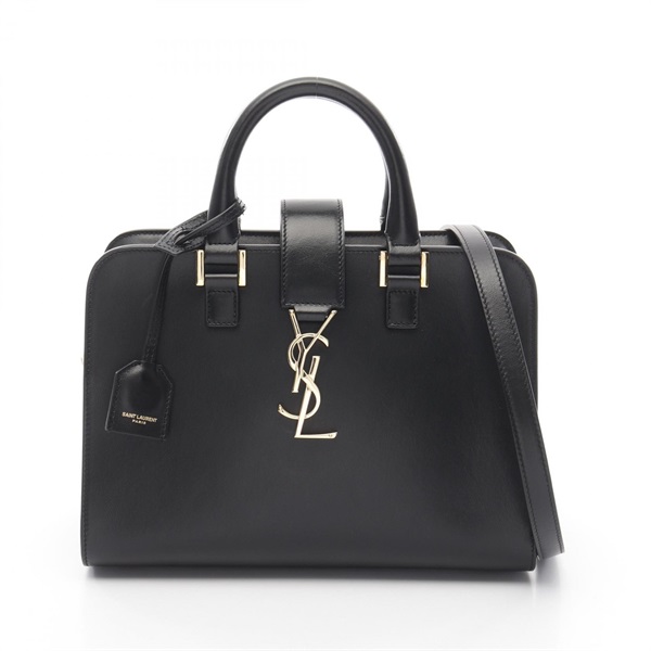SAINT LAURENT Baby Canvas Crossbody Shoulder Handbag 472466 Leather Black Used