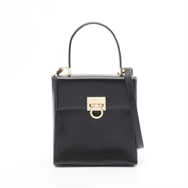 Salvatore Ferragamo Gancini 2Way Shoulder Handbag 21 8658 leather Black Used