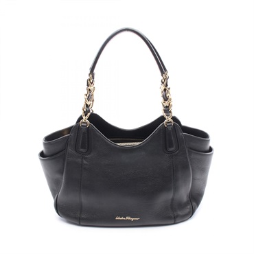 Salvatore Ferragamo Gancini Shoulder Handbag 21 F077 leather Black Used Women