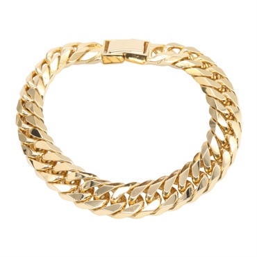 JEWELRYDouble 6 side Curb link chain Bracelet 18KYG Yellow Gold Used unisex