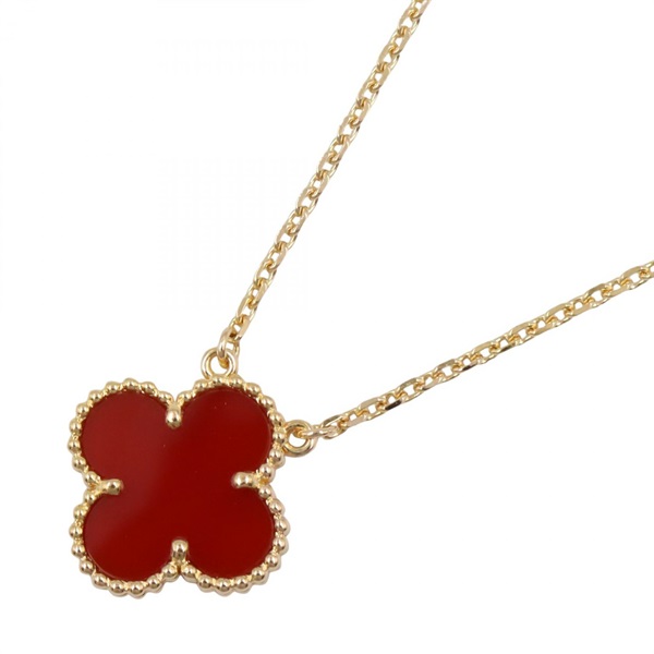 Van Cleef & Arpels Vintage Alhambra Carnelian Necklace pendant 18KYG Used