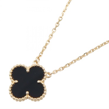 Van Cleef & Arpels Vintage Alhambra Onyx Necklace 18KYG Yellow Gold Onyx Used