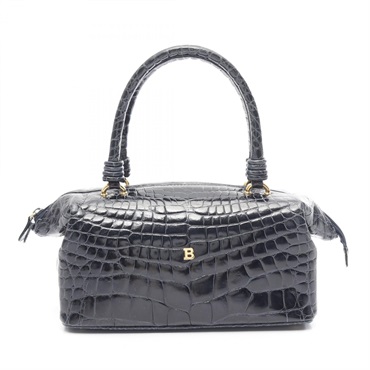 BALLY Handbag leather Navy Used Women