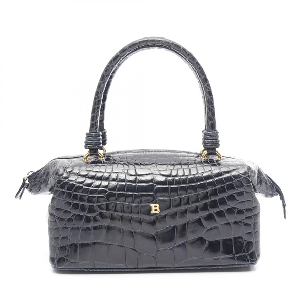 BALLY Handbag leather Navy Used Women
