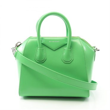 GIVENCHY ANTIGONA Mini Shoulder Handbag leather Green Used Women crossbody