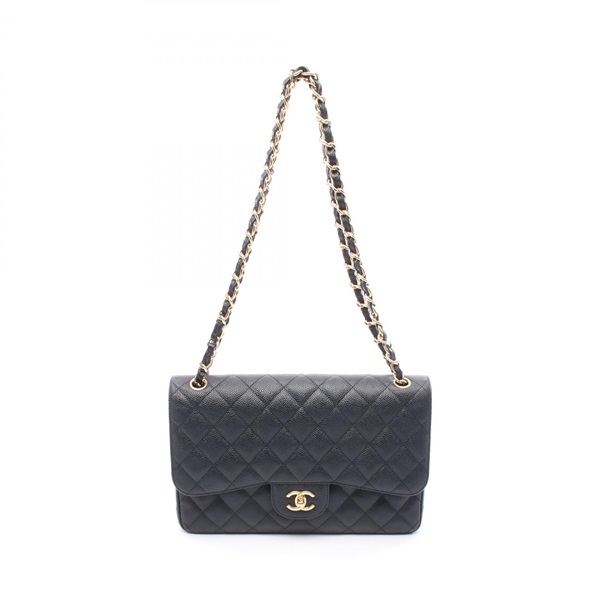CHANEL Jumbo Matelasse 30 Classic Large W Flap Shoulder Bag A58600 leather Black
