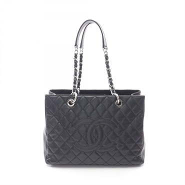 CHANEL Matelasse Grand Shopping GST Chain shoulder Tote Bag A50995 leather Black