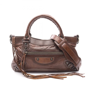 BALENCIAGA The first Shoulder Handbag 103208 leather Brown Used Women