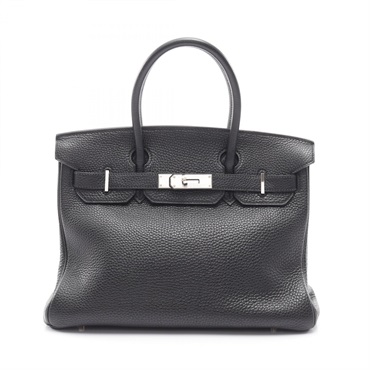 HERMES Birkin 30 Handbag Clemence leather Black Used Women G SHW