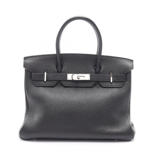 HERMES Birkin 30 Handbag Clemence leather Black Used Women G SHW