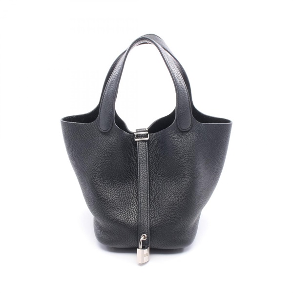HERMES Picotin Lock PM Handbag 056289CK Clemence leather Black Used Women Z SHW