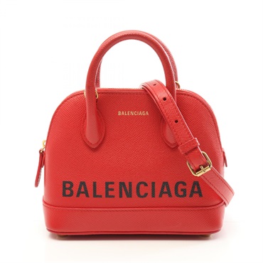 BALENCIAGA Ville Top Handle XXS Crossbody Shoulder Handbag 525050 Leather Red