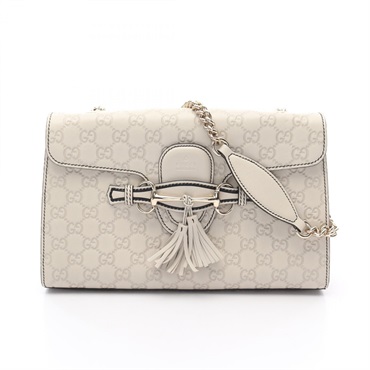GUCCI Emily Horsebit Guccissima chain Shoulder Bag 295402 leather Gray Used