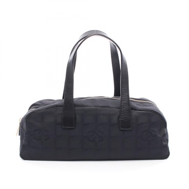 CHANEL New travel line Handbag A15828 leather Nylon canvas Black Used Women GHW
