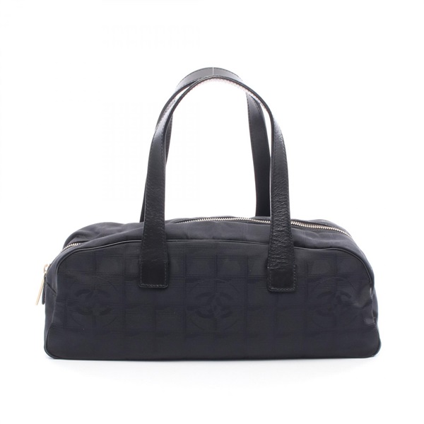 CHANEL New travel line Handbag A15828 leather Nylon canvas Black Used Women GHW