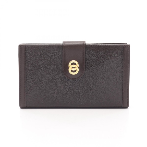 BVLGARI Doppio tondo Bifoldpurse wallet leather Brown Used unisex GHW