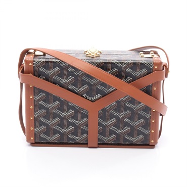 GOYARD Minaudiere Trunk Shoulder Bag canvas leather Black Brown White Used Women