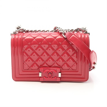 CHANEL Boy Chanel Small chain Shoulder Bag A67085 Patent leather Pink Used SHW