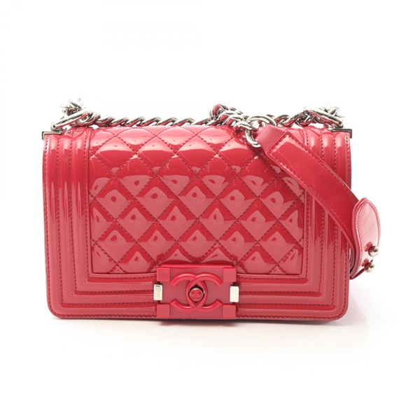 CHANEL Boy Chanel Small chain Shoulder Bag A67085 Patent leather Pink Used SHW