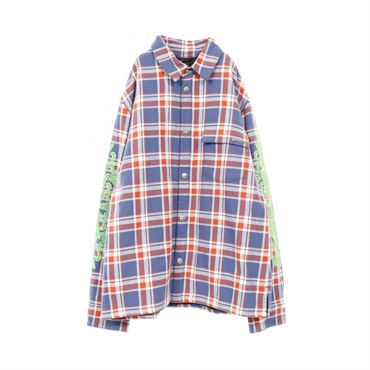 CHROME HEARTS cross ball button Coverall shirt jacket cotton checked Used size L