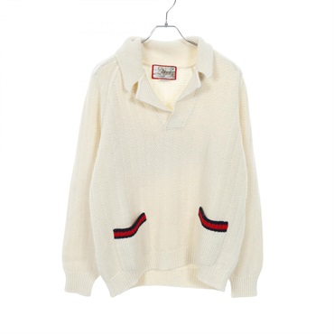 GUCCI Sherry line knitwear cardigan 686071 cotton wool Beige Multicolor mens #L