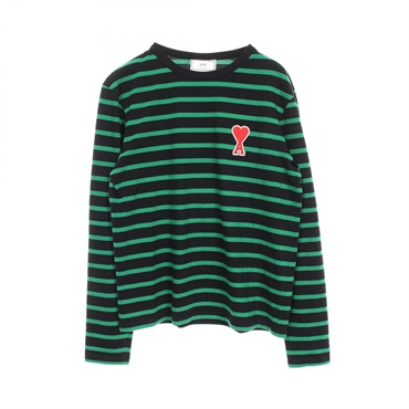 AMI T-shirt #M long sleeves stripeH18J104.72 cotton Green Black Used mens