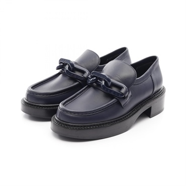 LOUIS VUITTON Academy Loafers Flat Shoes MA1201 Leather Navy Size 37 Used Women