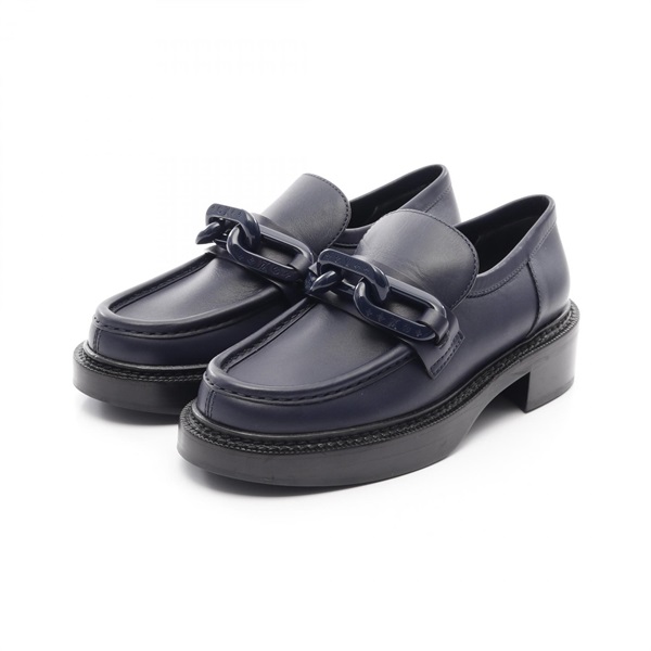 LOUIS VUITTON Academy Loafers Flat Shoes MA1201 Leather Navy Size 37 Used Women