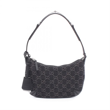 GUCCI GG denim horsebit Shoulder Bag 774719 denim leather Black Used Women