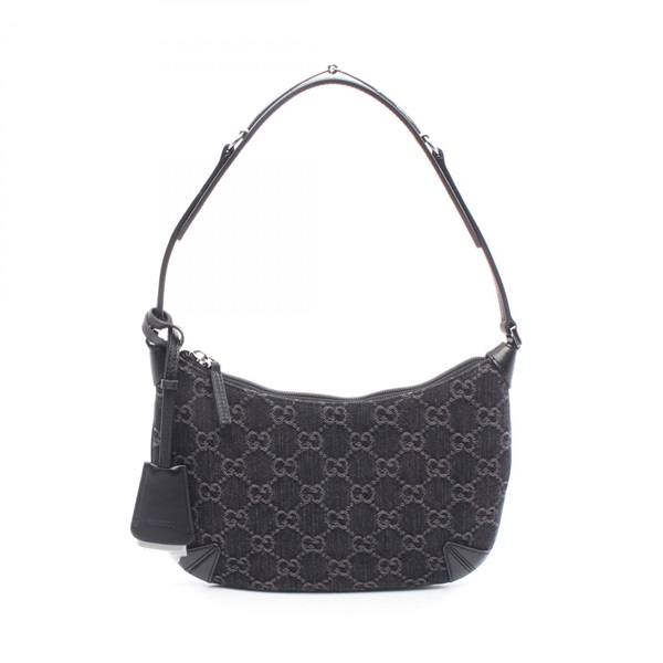 GUCCI GG denim horsebit Shoulder Bag 774719 denim leather Black Used Women